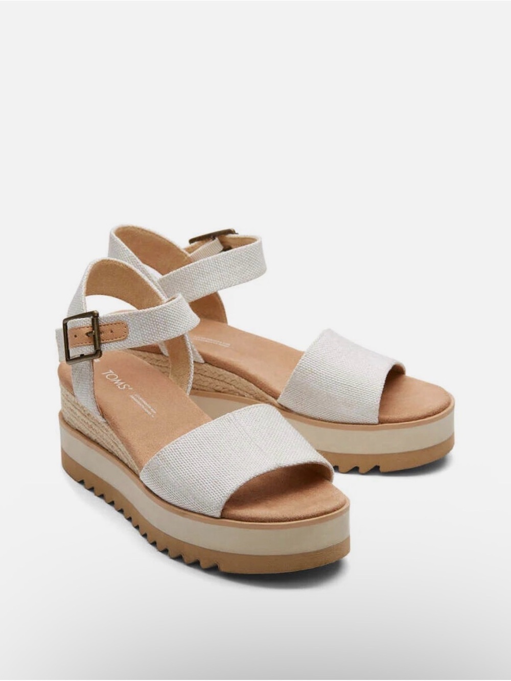 NWT- TOMS Womens Diana Espadrille Wedge Sandal- Natural size 9.5 Wide